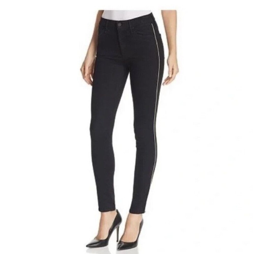 Mother High Waisted Looker Not Guilty One Liner Skinny Jeans Black Women Size 26
